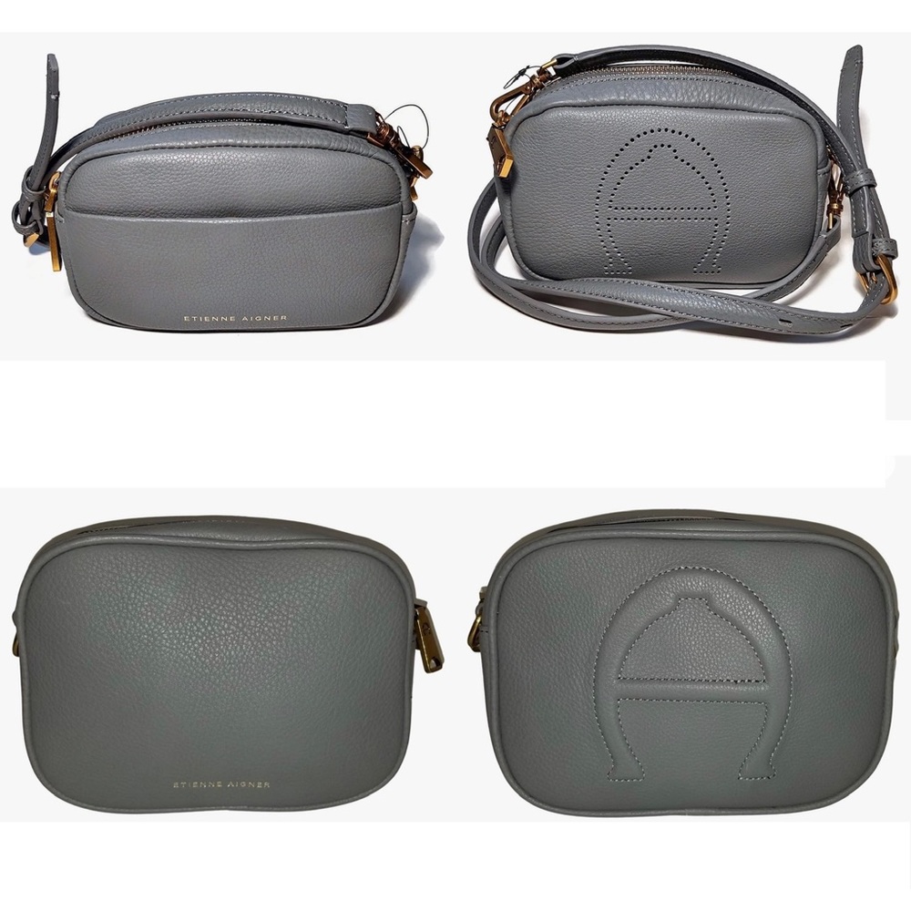 Etienne Aigner - Adeline Mini Ca Double Zip Crossbody Camera bag “slate” gray 🆕